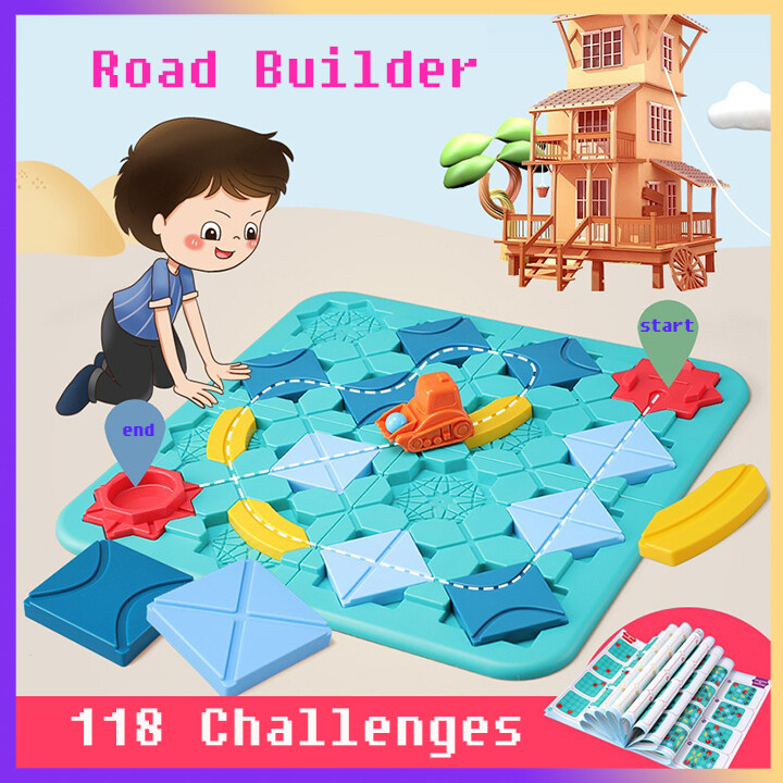Logical Road Builder 118 Challenges Puzzle Game | Fun Brain Teaser Parent-Child STEM Board Game | Birthday Gift Car Toys for Kids Boys Girls Ages 4+ | IQ Training