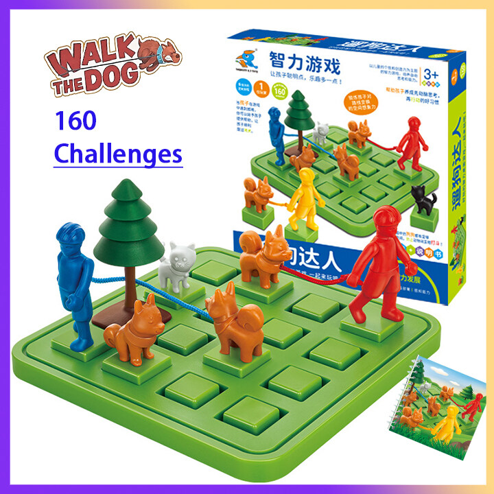 Walk The Dog, 160 Challenges - Fun Puzzle Board Game | Brain Teaser Toys for Kids | Smart IQ Training Game | Children Birthday Gift for Boys and Girls Ages 5 and Up