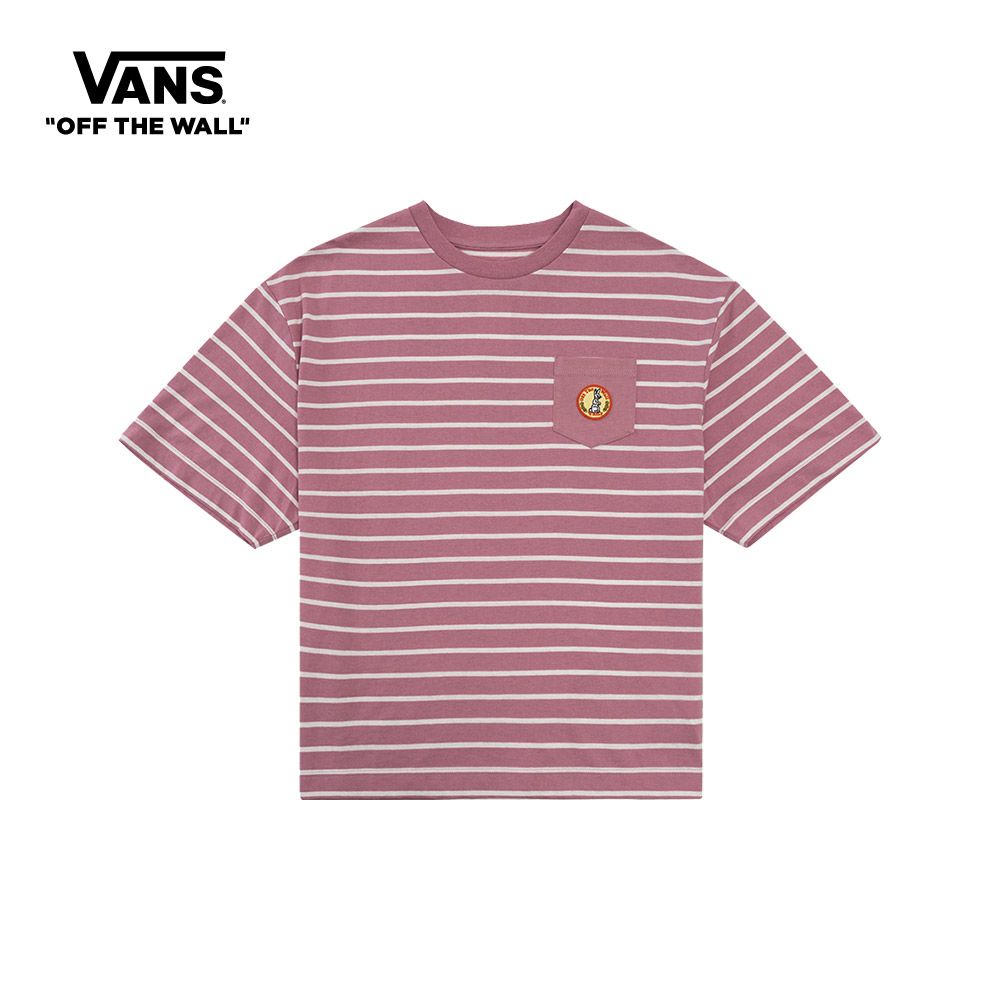 Vans Retro Groove Stripe Pocket Short Sleeve T-shirt Women PURPLE VN0A7YH9Y7K1