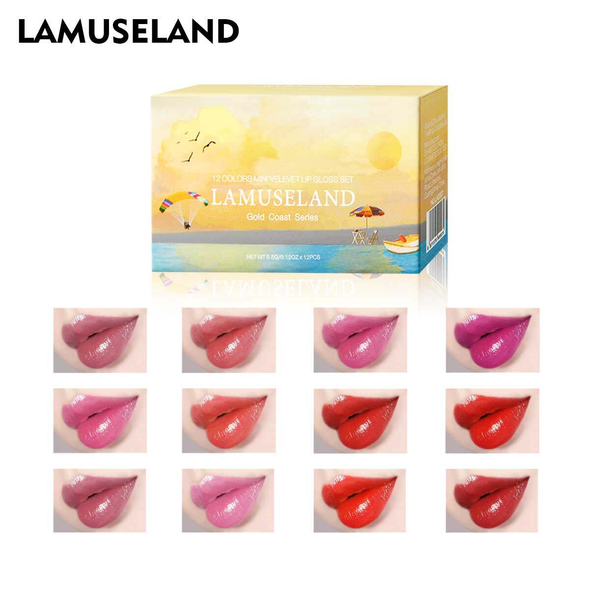 LAMUSELAND 12Colors/Set Travel Kit Lasting Lipstick Matte Mini Lip Gloss #L18L12/LA0007