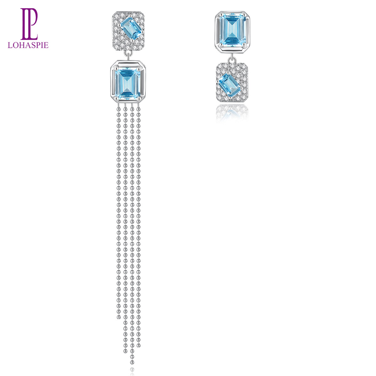 7.5 Carats Genuine Natural Sky Blue Topaz Light Blue Gemstone Sterling Silver 925 Drop Earrings Topaz Earrings For Women Jewelry